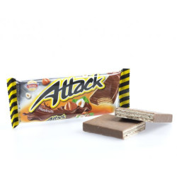 Attack Oblátky s lieskovo-orieškovou krémovou náplňou v kakaovej poleve 30 g (kartón 48 ks)