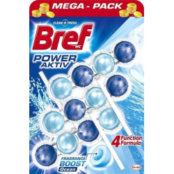 Bref Power Aktiv Ocean tuhý WC blok 3 x 50 g (kartón 9 ks)