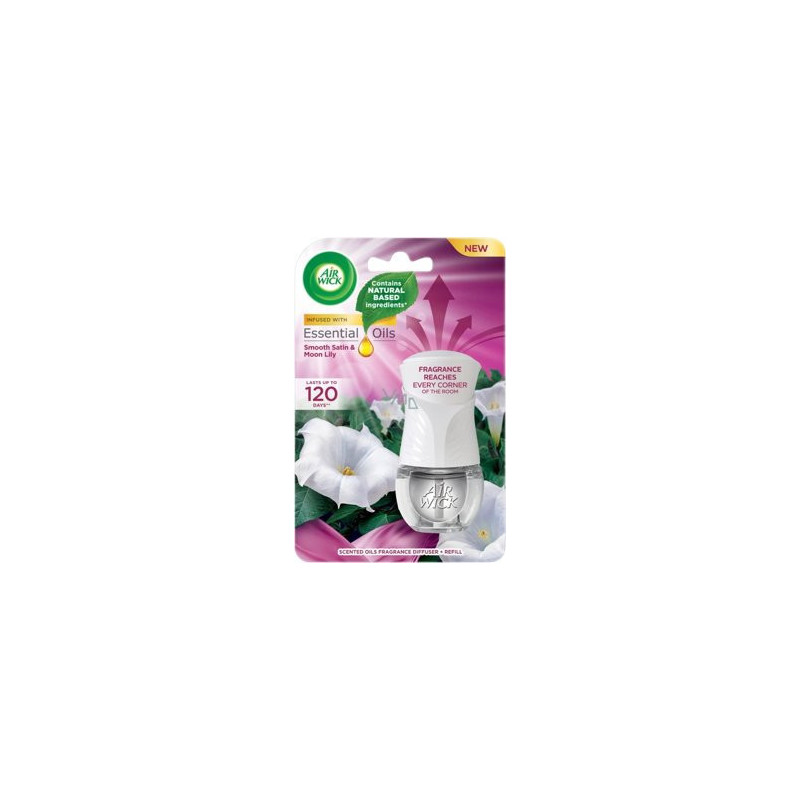 Air Wick Smooth satin Moon Lily jemný satén a měsíční lilie elektrický osvěžovač vzduchu komplet 19 ml (kartón 6 ks)