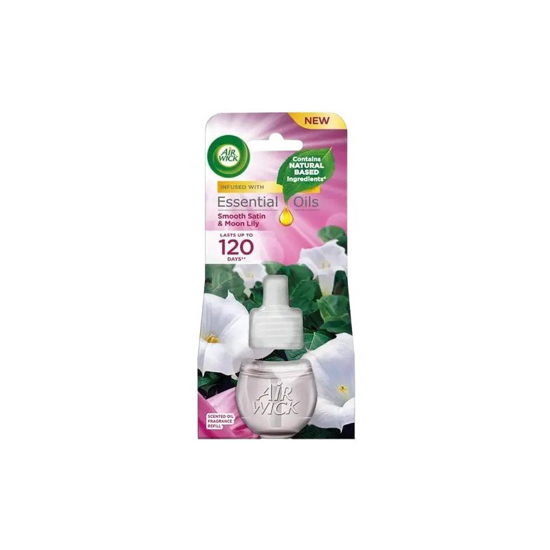 Air Wick  tekutá náplň do elektrického prístroja Smooth Satin Moon Lily - Jemný satén a mesačná ľalia 19 ml (kartón 6 ks)