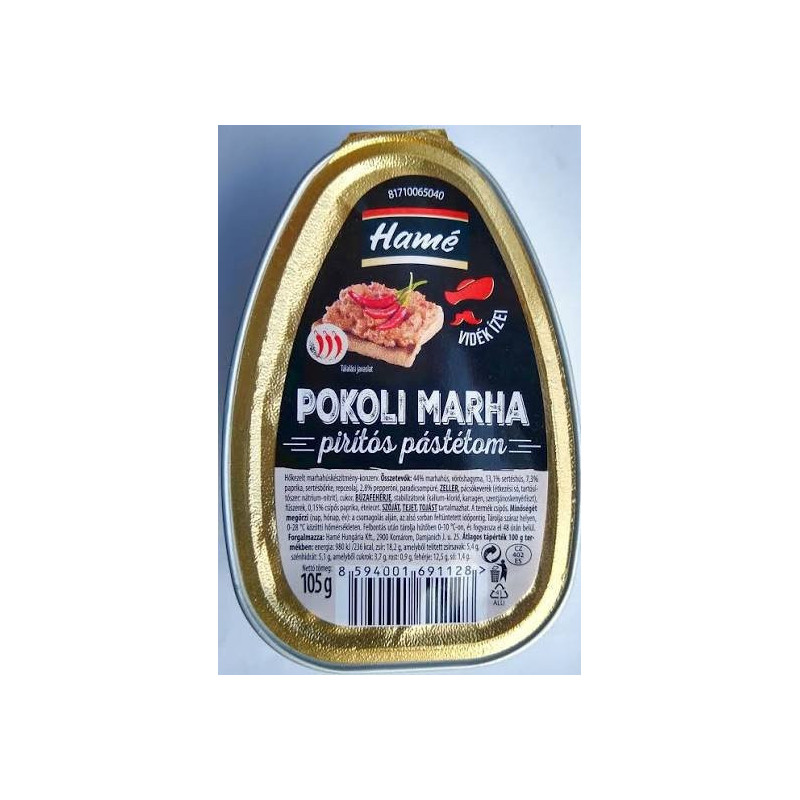 Hamé Pekelne pikantná hovädzia nátierka 105g (kartón 16 ks)
