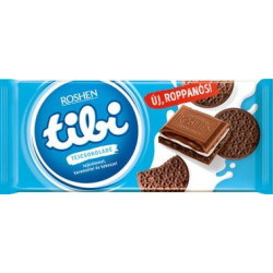Tibi čokoláda s mliečnym krémom, karamelom a kakaovými sušienkami 90g (kartón 16 ks)