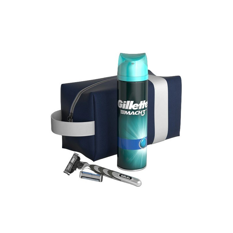 Gillette Mach 3 darčeková taška pre pánov strojček + 2 hlavice + Gillette Gél 200ml (kartón 6 ks)