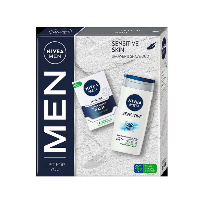 Nivea darčeková kazeta pre mužov Sensitive sprchový gél 250ml + after shave 100ml (kartón 6 ks)