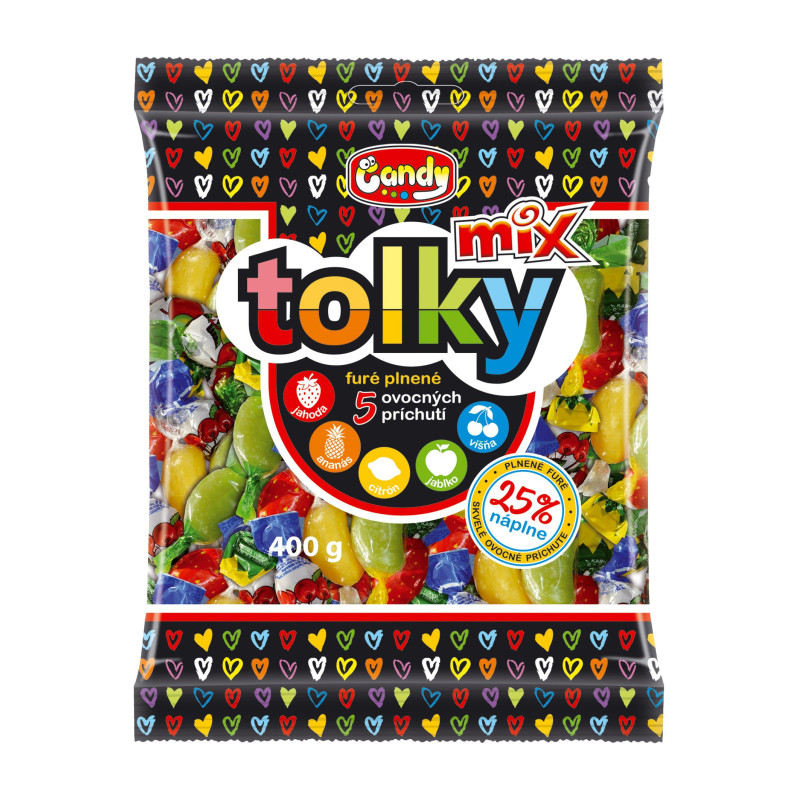 Tolky Mix plnené ovocné furé 400g (kartón 10 ks)