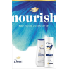 Dove darčeková kazeta Nourish sprcový gel 225ml+Telové mlieko 250ml