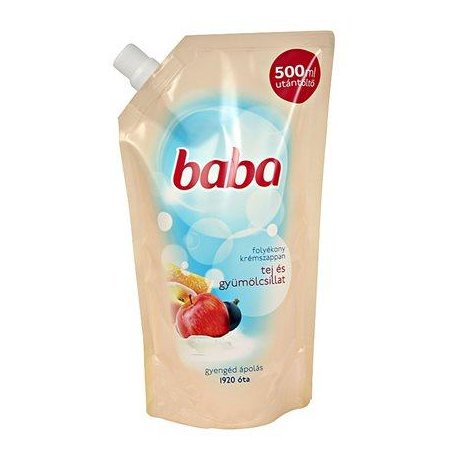 Baba tekuté mydlo náhradná náplň Mlieko a ovocie  500 ml