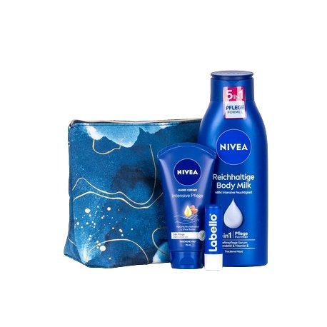 Nivea darčeková taška,tel.mlieko 400ml+krém na ruky 75ml+labello 5,5ml